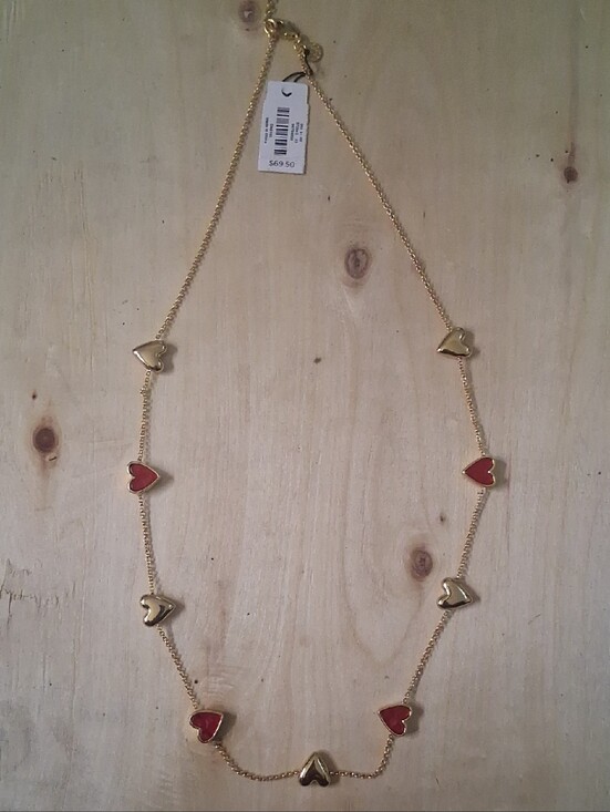Talbots Jewelry - Talbots Gold Necklace with Red Heart Accents